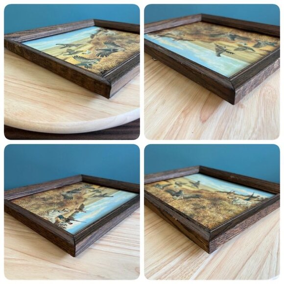 Vtg Tom Beecham Hungarian Partridge Hunting Dog Print On Board Framed 14x11x1 - Picture 8 of 9